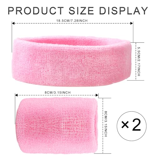 Sweat Band Set - 1 Headband & 2 Wristbands - Black & Pink