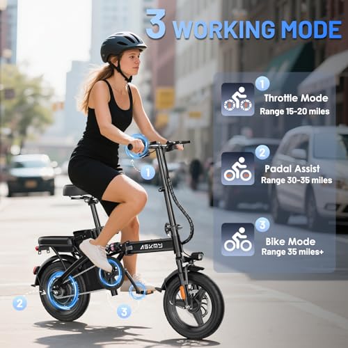 Foldable Electric Bike for Adults & Teens - 14" Mini Ebike with 740W Motor, 10AH Battery - Black