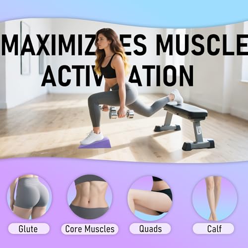 Squat Wedge Block with Guide - Heel Elevated Squat Board - Purple