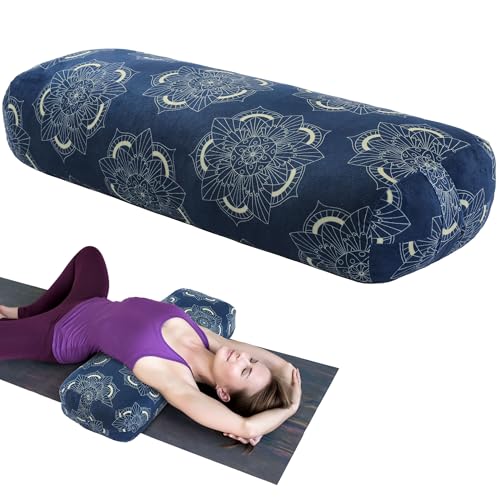 Yoga Bolster Pillow - Rectangular Meditation Cushion - Blue - 27.5 inch
