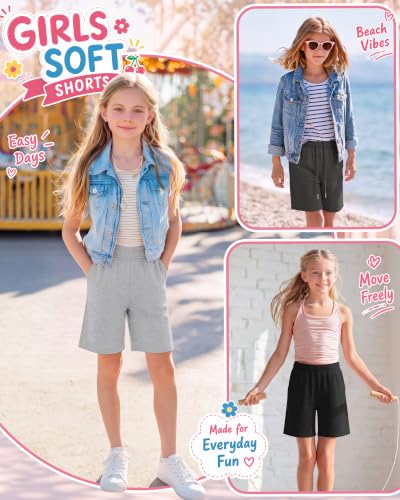 3 Pack Girls Athletic Shorts with Pockets - Summer Playwear