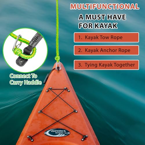 20FT Floating Kayak Tow Rope with Clips - Rescue, Towing & Anchoring Line