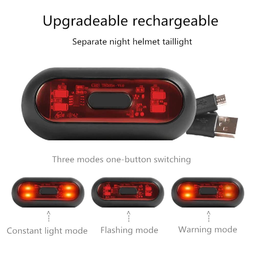 MACHSWON LED Motorcycle Helmet Light,Bike Helmet Light, Motorcycle Helmet Brake Light/Bike Bicycle LED Safety Warning Helmet Lights for Night Riding, Chargeable Cable