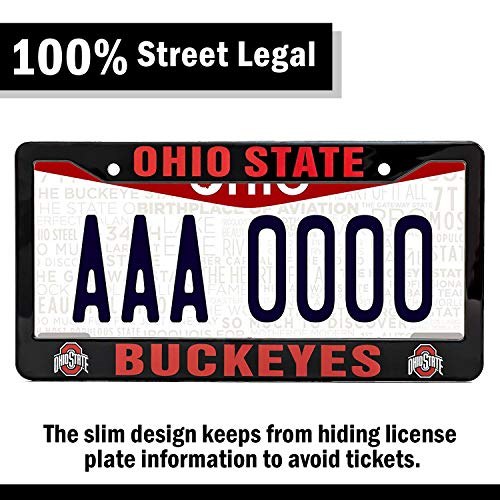 Ohio State Buckeyes License Plate Frame - Black, 12.25" x 6.25"
