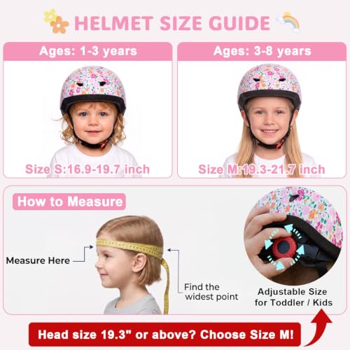 Toddler Bike Helmet - Adjustable Infant Safety Helmet B-White Pink, Small (Ages 1-3)