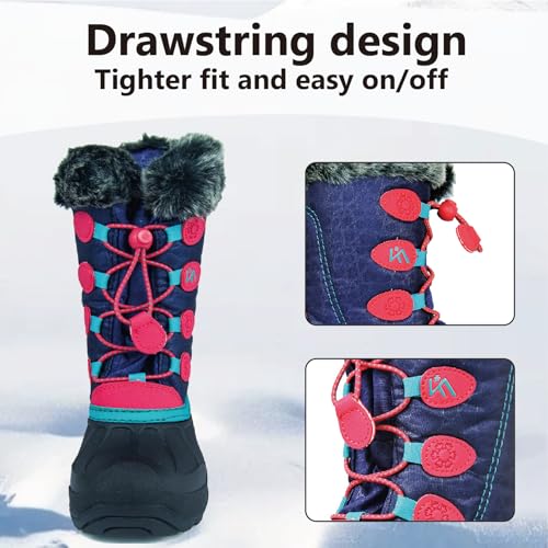 ICEFACE Red Snow Boots for Kids - Waterproof, Slip-Resistant, Insulated Fleece Lining