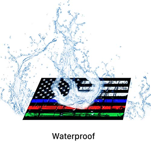 Reflective Tattered American Flag Decal Stickers - 3 Pack, Blue Red Green Line