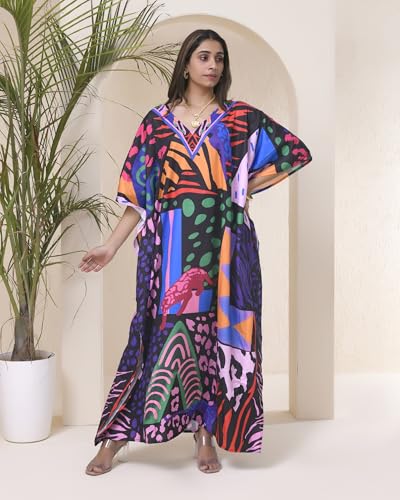 ReynosoHomeDecor Women's Batwing Sleeve Kaftan Dress - Maxi Beach Cover Up