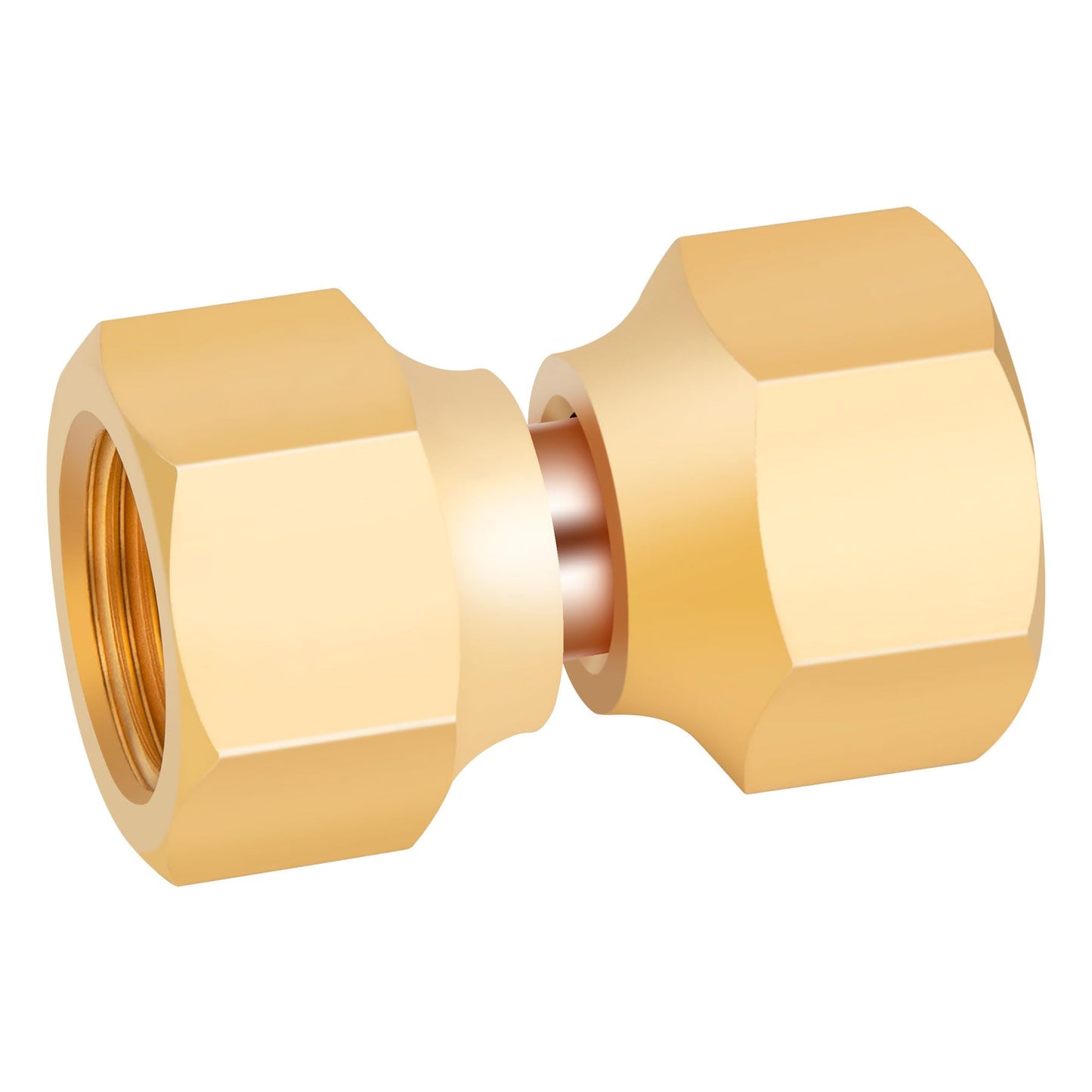 Breezliy 2pcs 1/4 Inch Female Flare x 1/4 Inch Femal Flare Brass Adapter for fuel, oil, air, liquid petroleum (LP) and natural gas lines connections