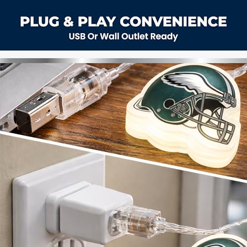 NFL Helmet String Lights - Detroit Lions - 10 Warm LED Lights