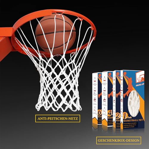 Heavy Duty Basketball Net Replacement - 12 Loops, All Weather, White