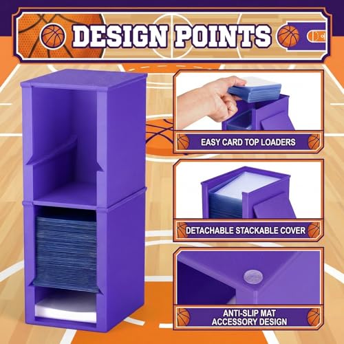 Purple Toploader Dispenser & Penny Sleeve Holder - Dual Compartment Card Organizer