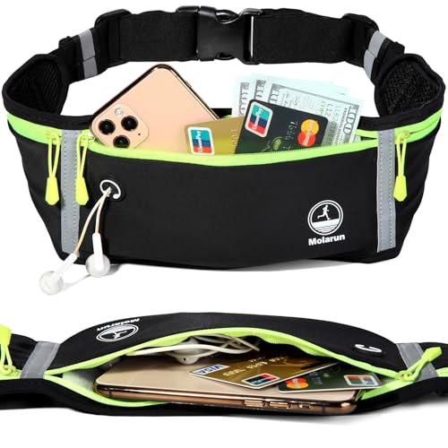 Slim Running Belt Fanny Pack - Water Resistant, Adjustable - Black