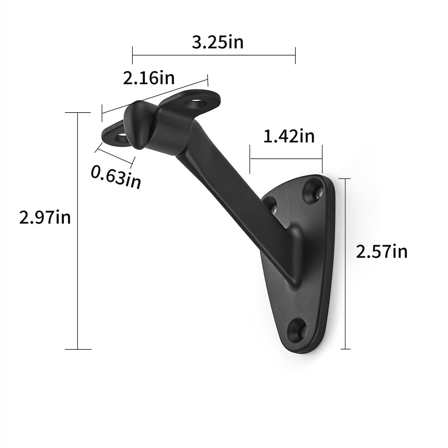 ktumeware 3 Inch 6 Pack Matte Black Handrail Stair Brackets Suitable for Indoor and Outdoor Staircase/Balcony/Corridor Staircase Support handrail Brackets