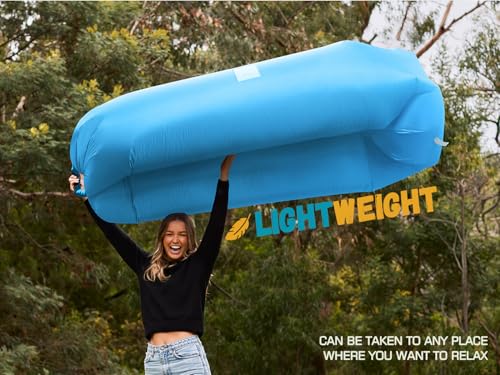 WEKAPO Blue Inflatable Couch Air Lounger Chair for Camping & Beach, Portable Blow-up Sofa