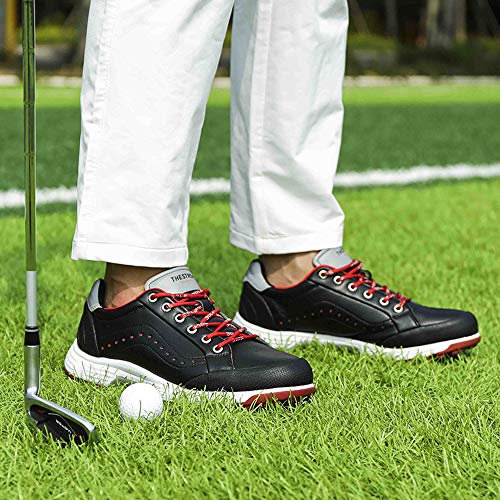 THESTRON Men’s Waterproof Golf Shoes 2021 Spikes Sneakers 11.5 Black