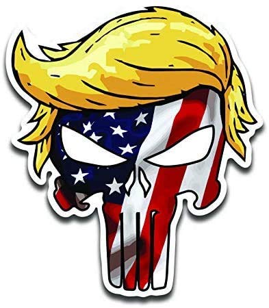 Trumpisher Skull American Flag Vinyl Sticker Decal - 2 Pack