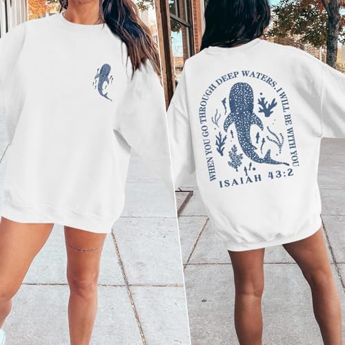 Christian Whale Shark Hoodie for Women - White, Medium