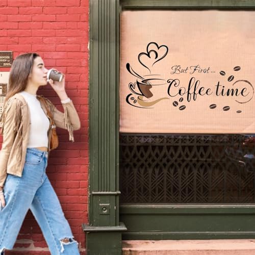 Kitchen Wall Stickers Coffee Bar Signs for Wall Decor, hanlongyu Coffee Cup Stickers Peel and Stick Art Decals for Cafe Shop Pub Office Home Decorations