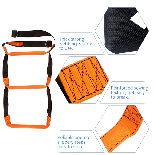 Orange 3-Step Heavy Duty Boat Rope Ladder - Marine Climbing Accessory