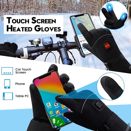 Men's Rechargeable Heated Gloves X-Large Waterproof Touchscreen Winter Warmers