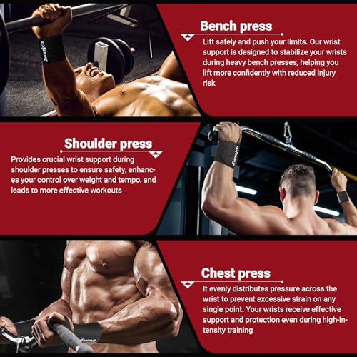 Heavy-Duty Weightlifting Wrist Wraps for Strength Training - Black