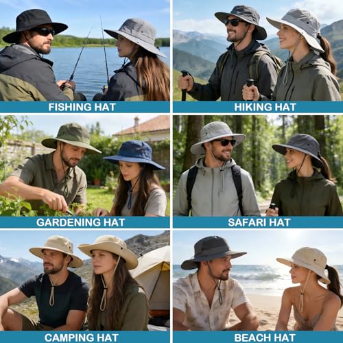 EINSKEY Sun Bucket Hat for Men & Women, UPF 50+ Wide Brim with Ponytail Hole - Khaki 01