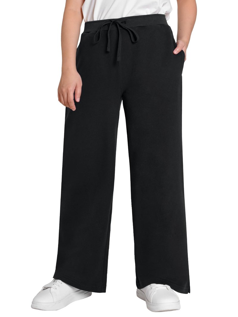 Weintee Women's Petite Wide Leg Sweatpants Petite Length L Black