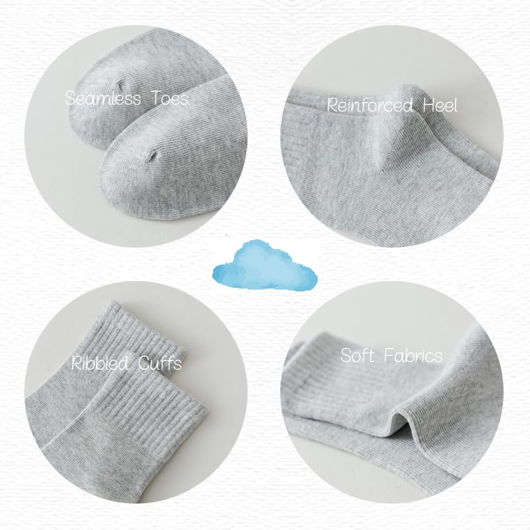 Kids Cotton Crew Socks with Retro Stripes - White, 4 Pairs for Ages 8-11