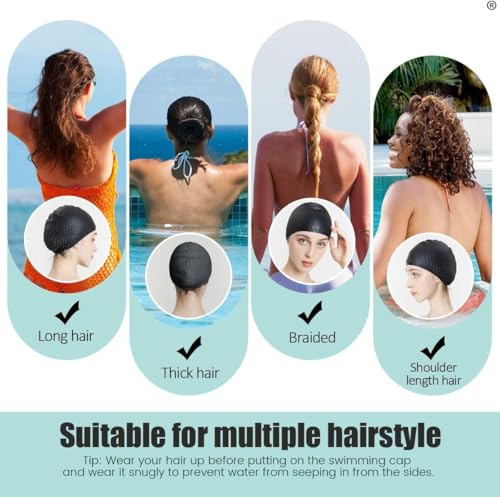 Tripsky Silicone Swim Cap,Comfortable Bathing Cap Ideal for Curly
