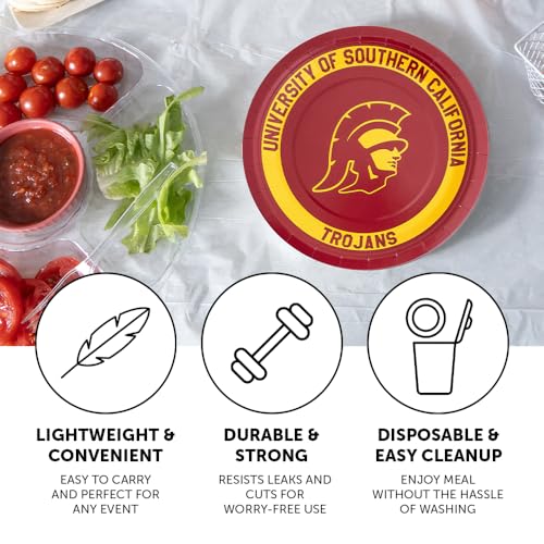 USC Trojans 9-Inch Paper Plates - 20 Count Disposable Tableware