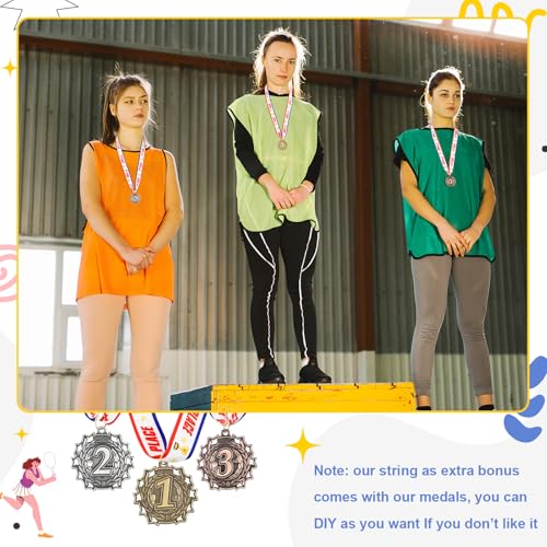 Vintage 48 Award Medals 1st, 2nd, 3rd Place Trophies for Sports & Parties - Gold, Silver, Bronze, 2 Inches