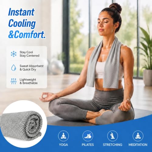 Cooling Towel 3 Pack - Instant Relief Neck Wraps (40"x12") - Magenta/Gray/Light Blue