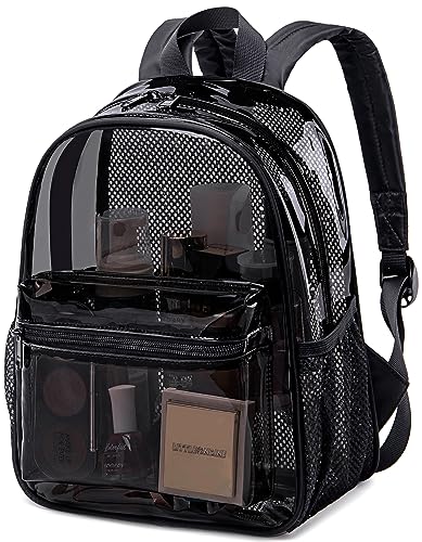 Black Clear Mini Backpack Stadium Approved 12x9x5 Small Transparent Bag for Events