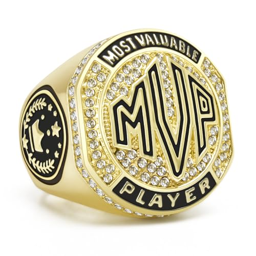 Championship Rings Set - MVP Football, Baseball, Basketball, Soccer Medals with Display Case