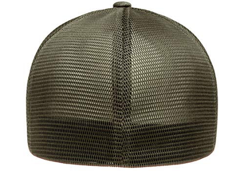 Flexfit Unisex Melange Trucker Cap Large-X-Large Olive - Structured Hat with Embroidery