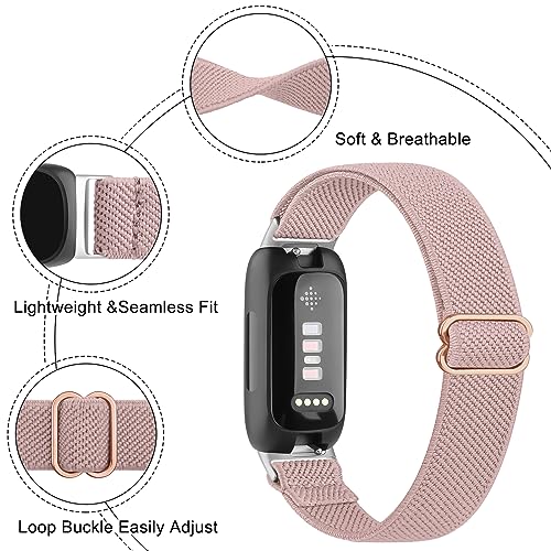 3-Pack Elastic Bands for Fitbit Inspire - Black, Pink & Starlight
