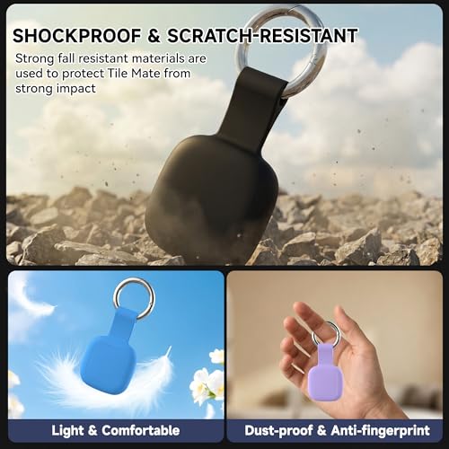 TuoxuGo 4-Pack Silicone Case for Tile Life360 Mate 2024/2022 Tracker - Black