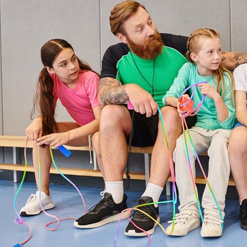 12 Pack Kids Jump Ropes - 7.55FT Nylon Skipping Rope for School & Play, Colorful Gradient Set by ZATAYE