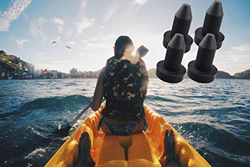 Kayak Drain Plugs - 4 Pack Neoprene Stoppers - Black
