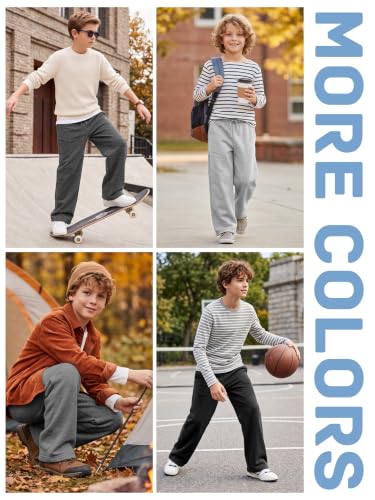 Cooraby Boys Baggy Fleece-Lined Sweatpants 13-14 Years, Black/Dark Grey/Gray/Light Grey, 7-16Y