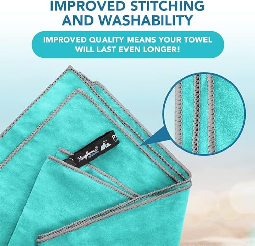 Microfiber Travel Towel - Fast Drying Lightweight - Mint/Gray 12" x 24"