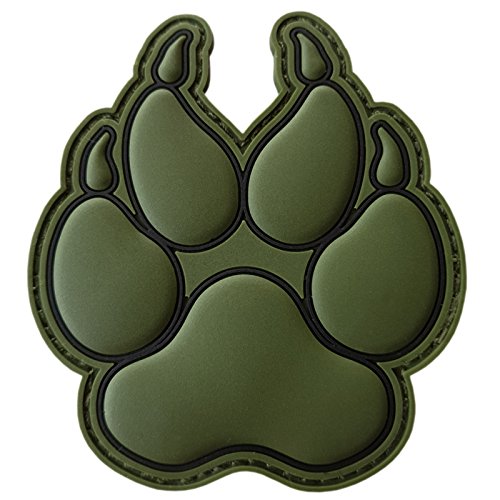 Olive Drab K-9 Paw Morale Patch - Rubber Touch Fastener