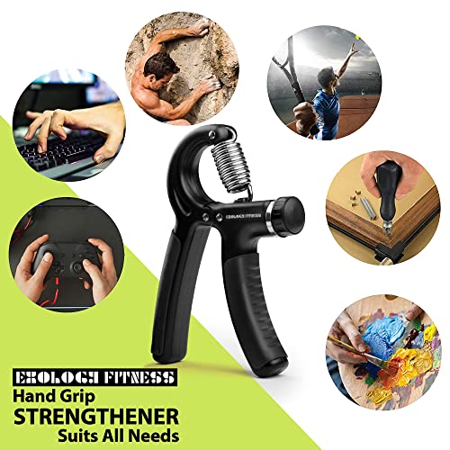 Adjustable Grip Strengthener - 5-60 kg Hand Exerciser - Black