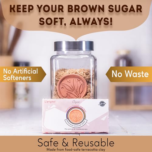 Terracotta Brown Sugar Saver & Softener Disc - Reusable Leaf Design - Pack of 2