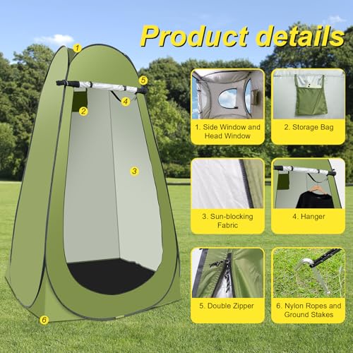 G2 GO2GETHER Green Portable Camping Shower Tent Kit with 5 Gallon Shower Bag