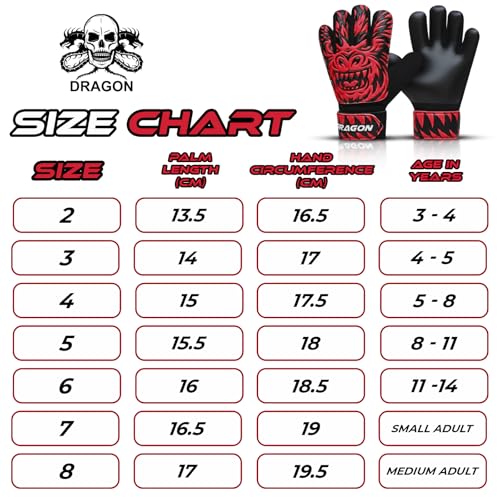 Kids Soccer Goalie Gloves - Youth Goalkeeper Gloves, Red, Size 5
