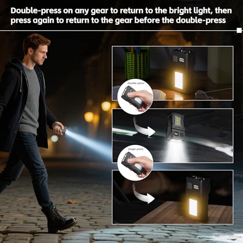 VOHIVI 2-Pack USB-C Rechargeable 800-Lumen Clip On Flashlight with Magnetic Base, Dual LED, 7 Modes
