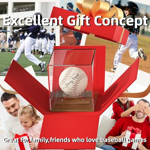 Baseball Display Case with Walnut Wood Base & Acrylic Holder