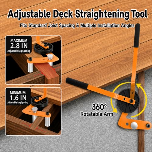 Heavy-Duty Deck Board Straightening Tool - Carbon Steel Deck Lever for Composite & Wood Decks